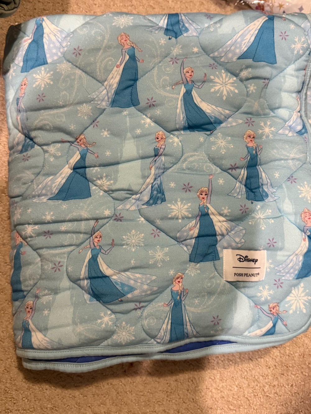 Perfectly Posh Frozen Elsa Light Blue Quilted Throw